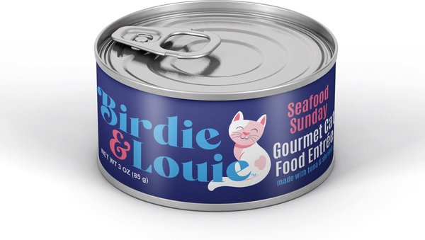 Birdie and Louie Seafood Flavored Chunks in Gravy Canned Cat Food， 3-oz， case of 12