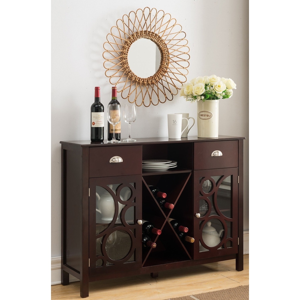 Buffet Server Storage Sideboard Wine Cabinet  Cherry