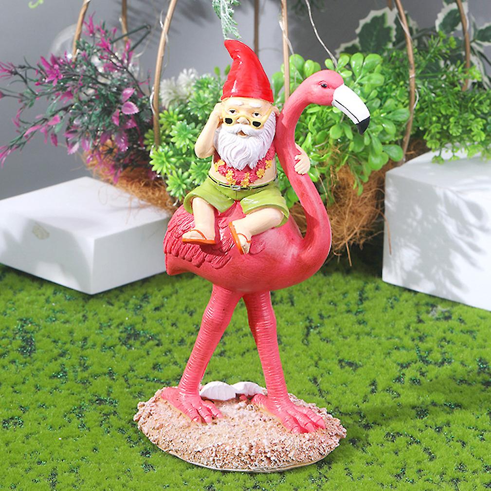 Dwarfs Riding Flamingos Figurine Sculpture Statue For Home Desktop Decoration Handicraft Bookshelf Ornaments