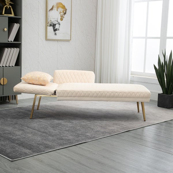 Modern Lounge Chaise Leisure Sofa Accent Chair Upholstered Couch Loveseat Sofa， Tufted Seat with Accent Pillow and Metal Legs