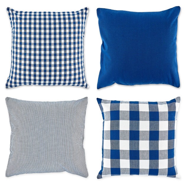 4pk Assorted Throw Pillow Covers Navy off White Design Imports