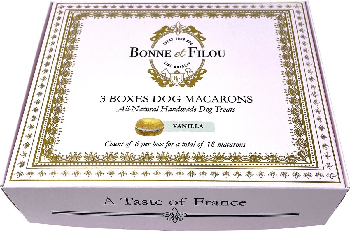 Bonne et Filou Luxury French Macarons Strawberry Flavor Dog Treats， 18 count