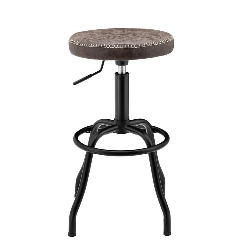 New Pacific Direct Eaton PU Leather Gaslift Backless Swivel Bar Stool