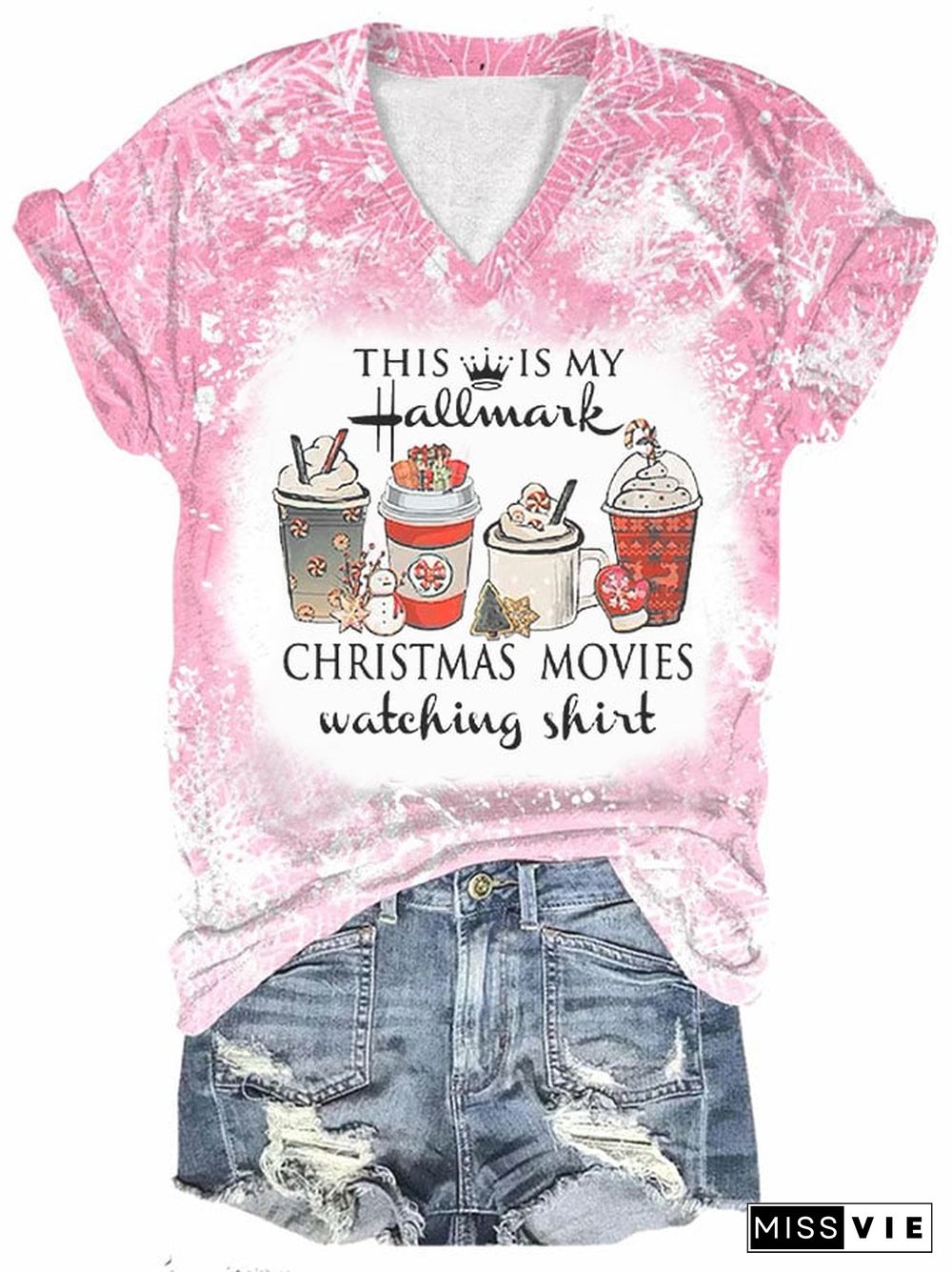 Women's This Is My Movie Watching Hallmark Christmas Print T-Shirt