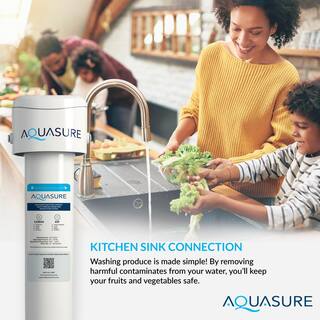 AQUASURE Fortitude Compact Under Sink Multi-Purpose Water Filtration with CarbonKDF Reduces Chlorine Lead Taste and Odor AS-FC50H-CK