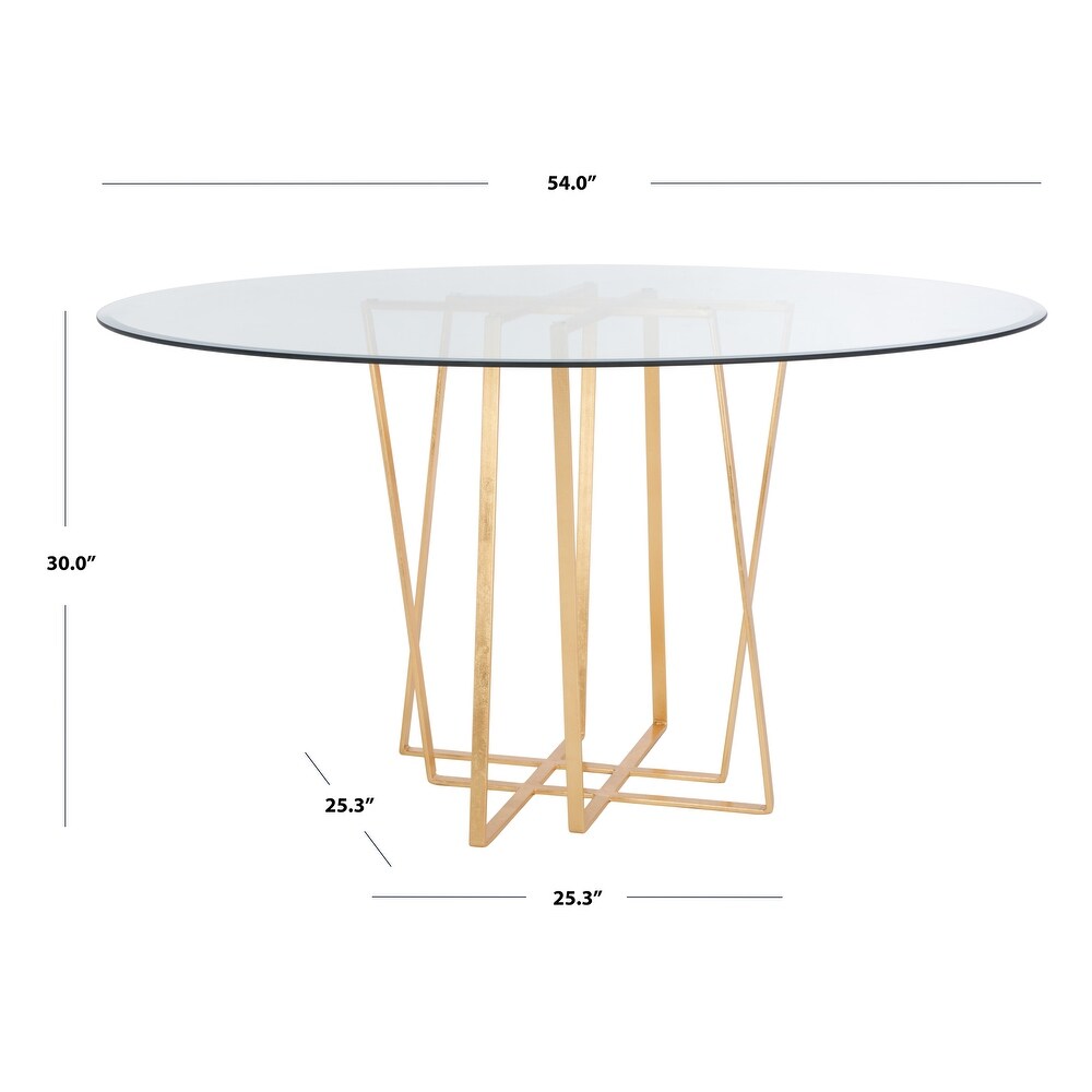 SAFAVIEH Couture Scotty Metal And Glass Dining Table   54 IN W x 54 IN D x 30 IN H