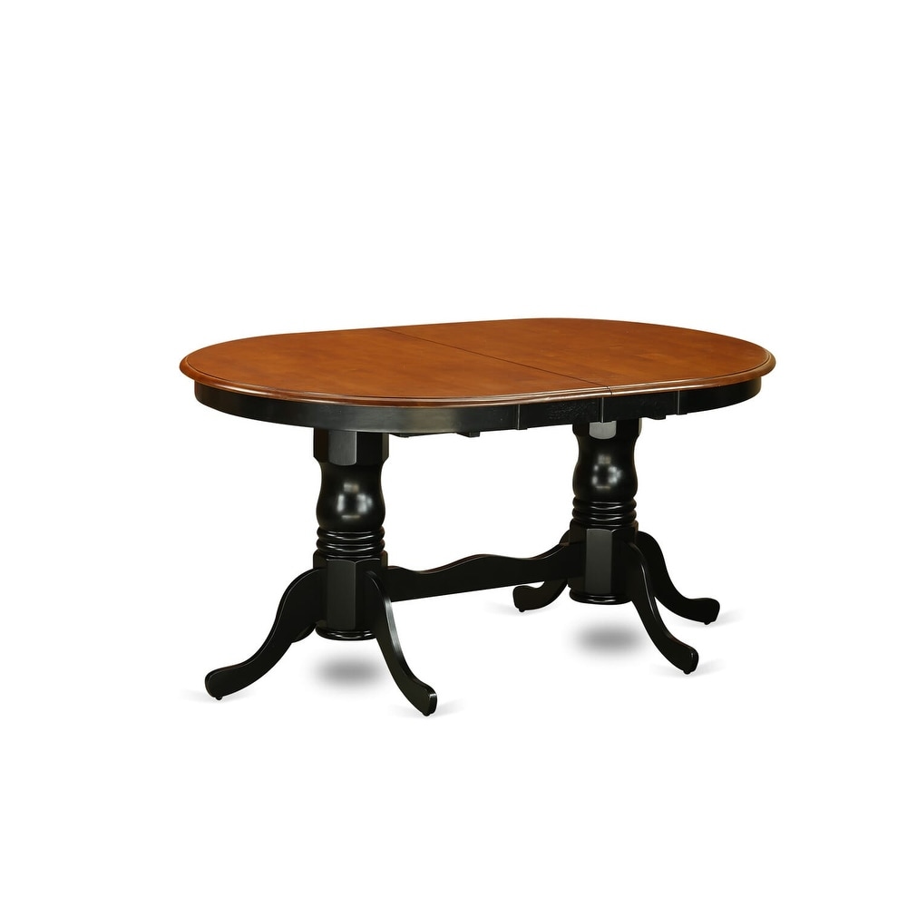 East West Furniture Dining Table Set  an Oval Dining Room Table and Wooden Seat Chairs  Black   Cherry (Pieces Options)