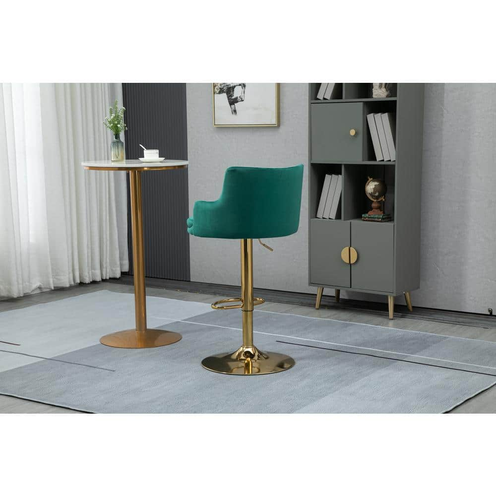 ZIRUWU 42.13 in.Emerald Metal Bar Stool with Back and Footrest Counter Height Bar Chairs ZZQ-JBY721A18