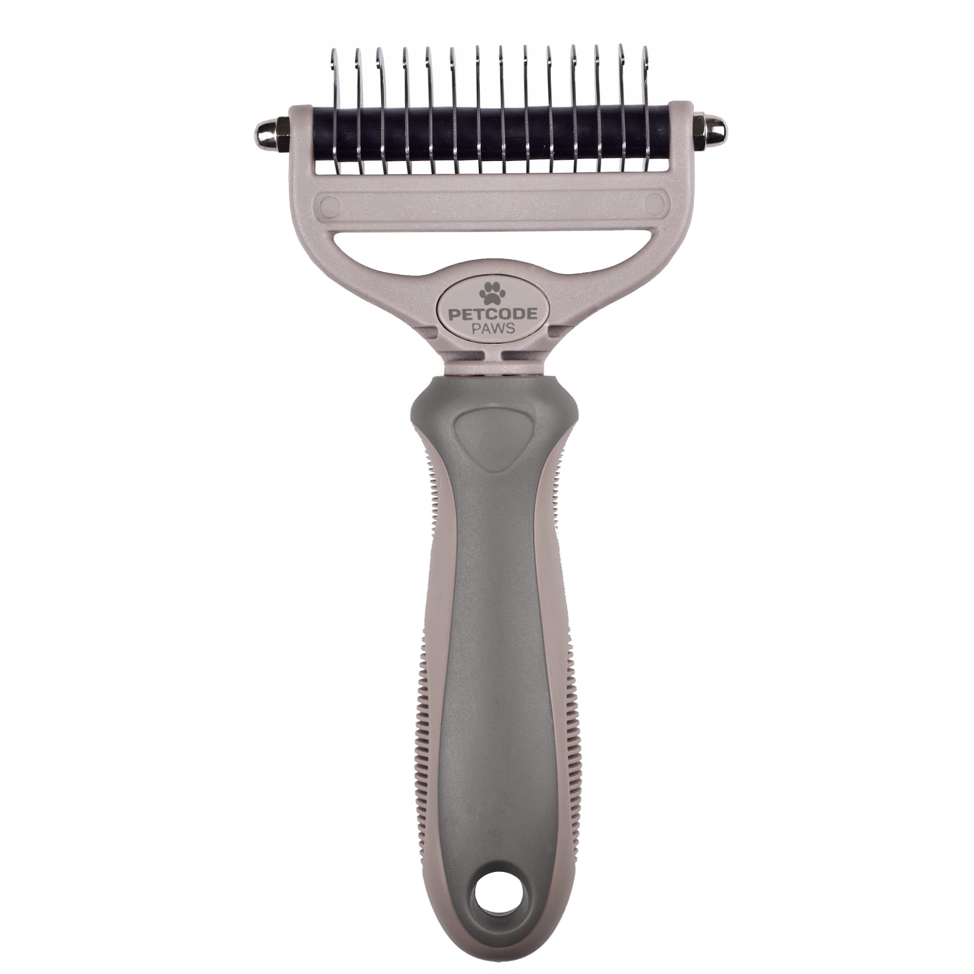 Petcode Paws Medium Duo Groomer Brush + Comb in One for Dogs  Cats in Dove Gray