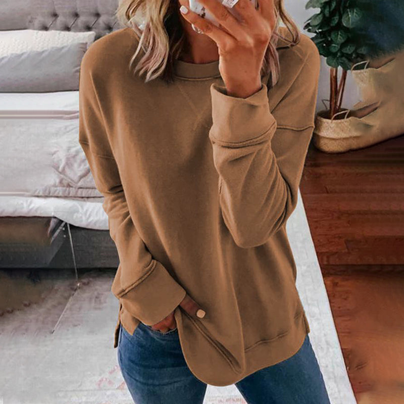 Loose Solid Color Long Sleeve T-shirt