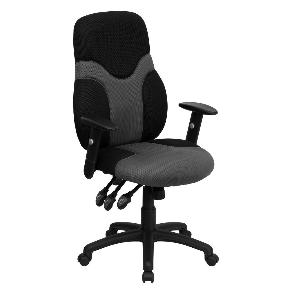 High Back Ergonomic and Gray Mesh Swivel Task Chair with Adjustable Arms