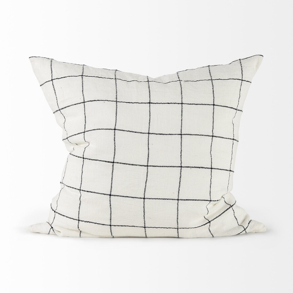 White and Black Grid Accent Pillow Cover