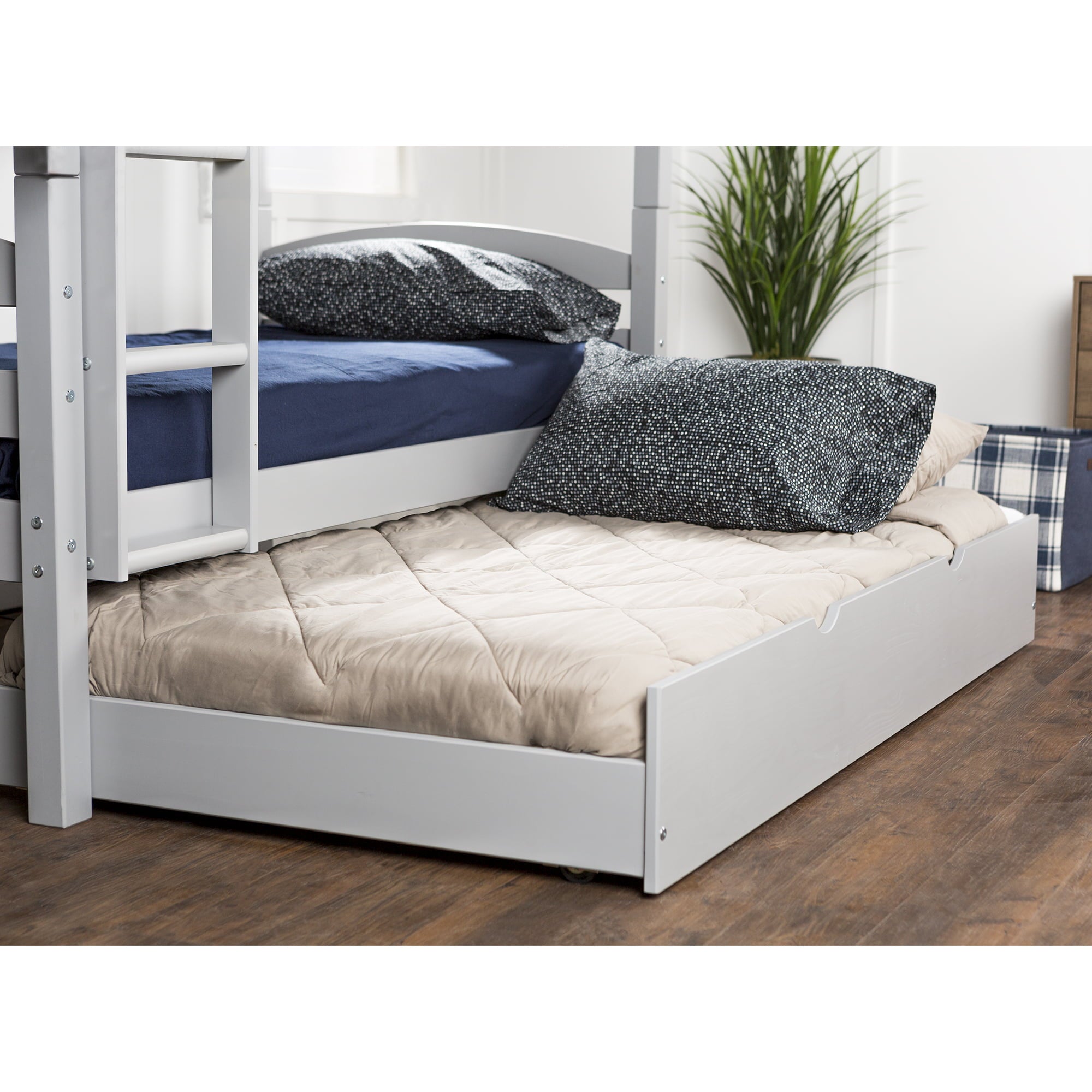 Manor Park Solid Wood Junior Twin Trundle Bed, Grey