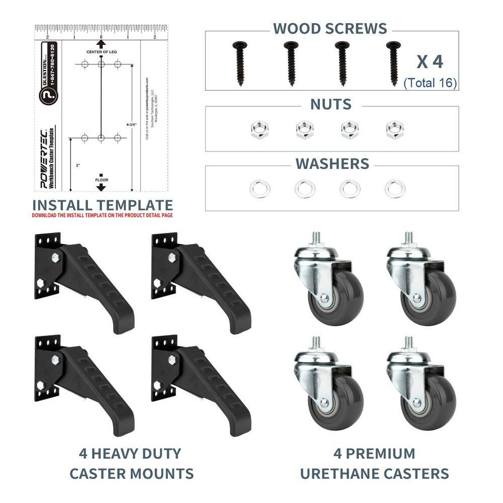 POWERTEC New Workbench Caster Kit (4-Pack) 17001