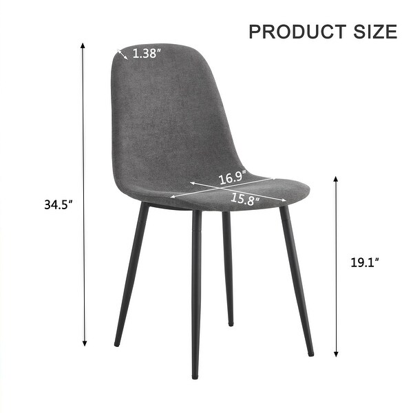 Dining Chairs Set of 4， Upholstered Side Chairs，Accent Chairs with Soft Linen Fabric Cover Cushion Seat and Black Metal Legs