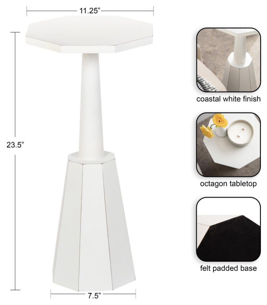 Octavia Accent Table  White  11x11x24   Transitional   Side Tables And End Tables   by Uniek Inc.  Houzz