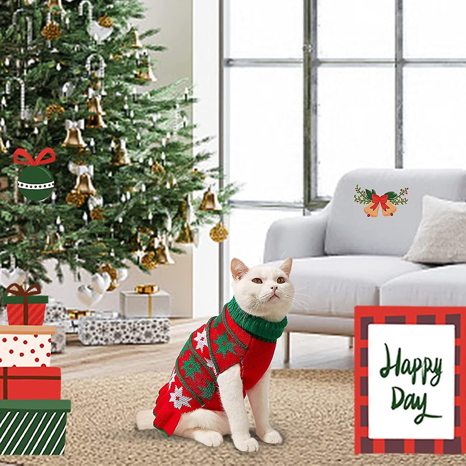 Cat Dog Christmas Outfit Pet Christmas Costume Knitted Pet Christmas Sweater Pet Clothes Puppy Cat W