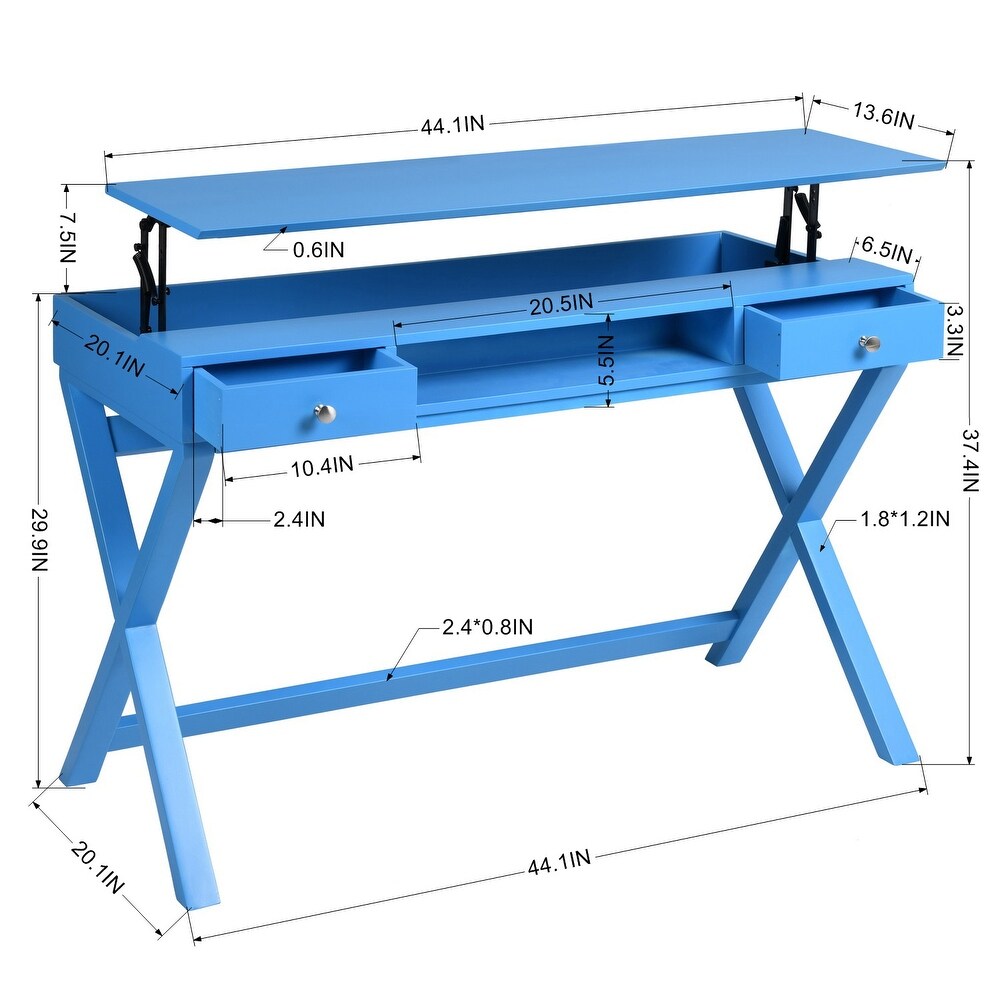 HomyLin Adjustable Home Office Lift Desk with 2 Drawers 44.1 Inch Wide