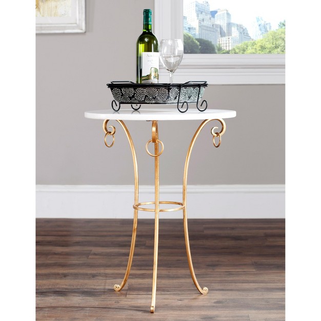 Tamara Ringed Round Top Gold Accent Table Gold white Safavieh