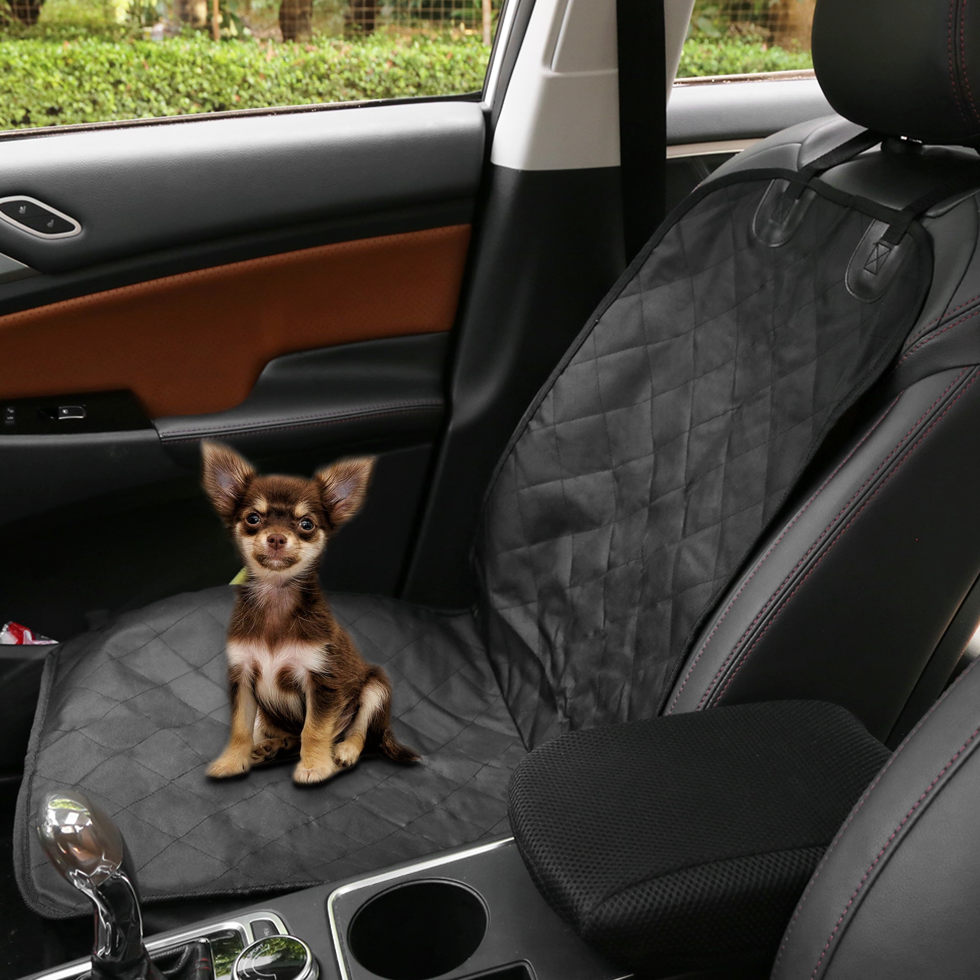 Unique Bargains Universal Pet Front Seat Cover Safety Belt Protectors Black for Car SUV Truck