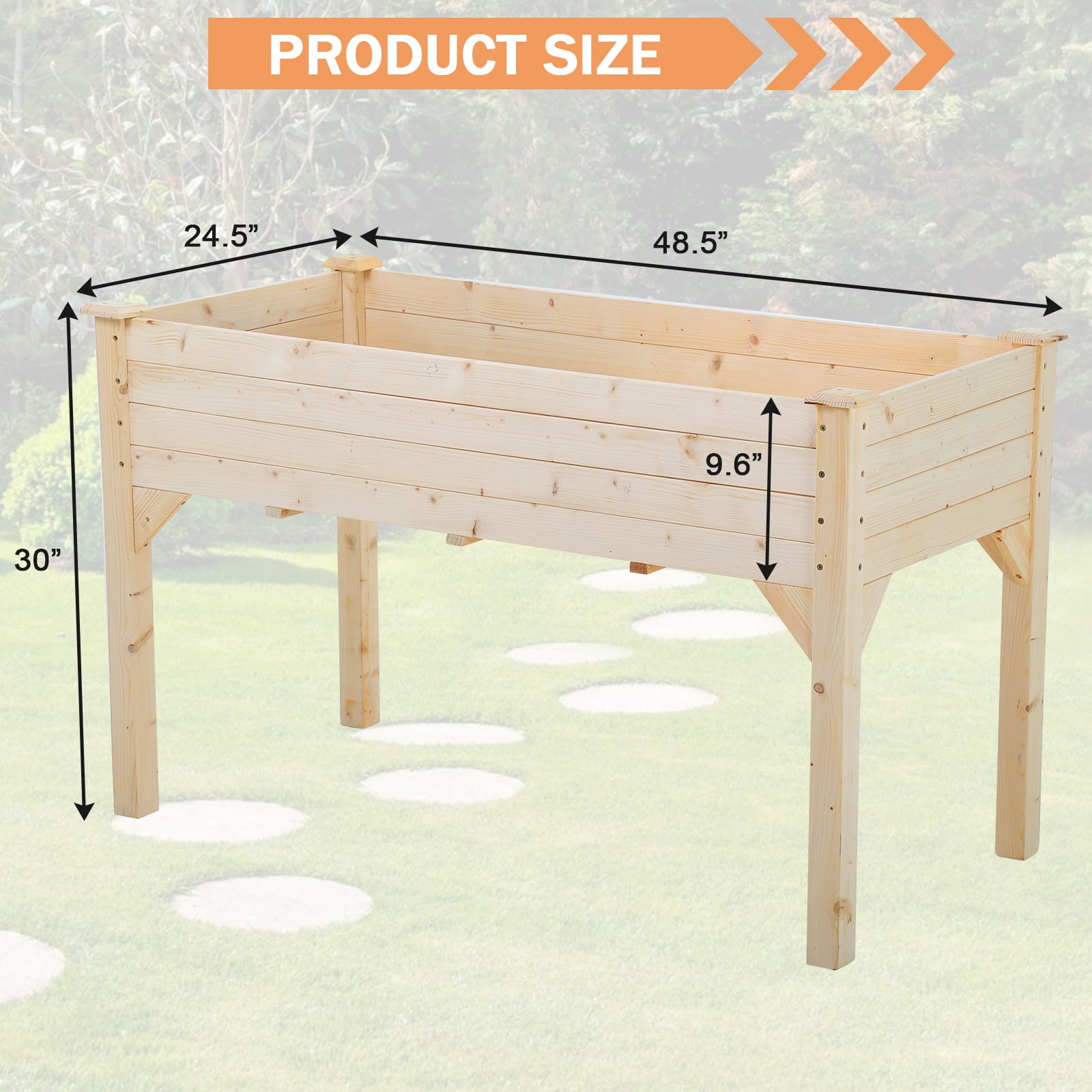 Raised Garden Bed Wooden Elevated Planter Box Kit with Legs Outdoor Planter Garden Bed for Vegetable Flower Herb Gardening Backyard Patio, Easy Assembly,Natural