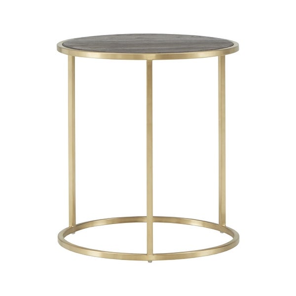 Subira Antique Gold Finished Metal and Reclaimed Wood Round Nesting End Table Set by iNSPIRE Q Bold