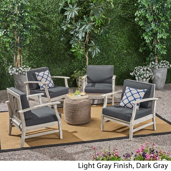 Perla Outdoor Acacia Wood Club Chair (Set of 4) by Christopher Knight Home