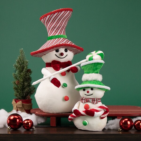 Snowman with Sequin Lollipop and Striped Hat Christmas Decoration