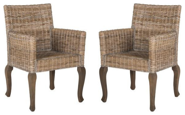 Graham 18 quotWicker Dining Chair  Set of 2   Natural   Tropical   Dining Chairs   by Rustic Home Furniture Deco  Houzz