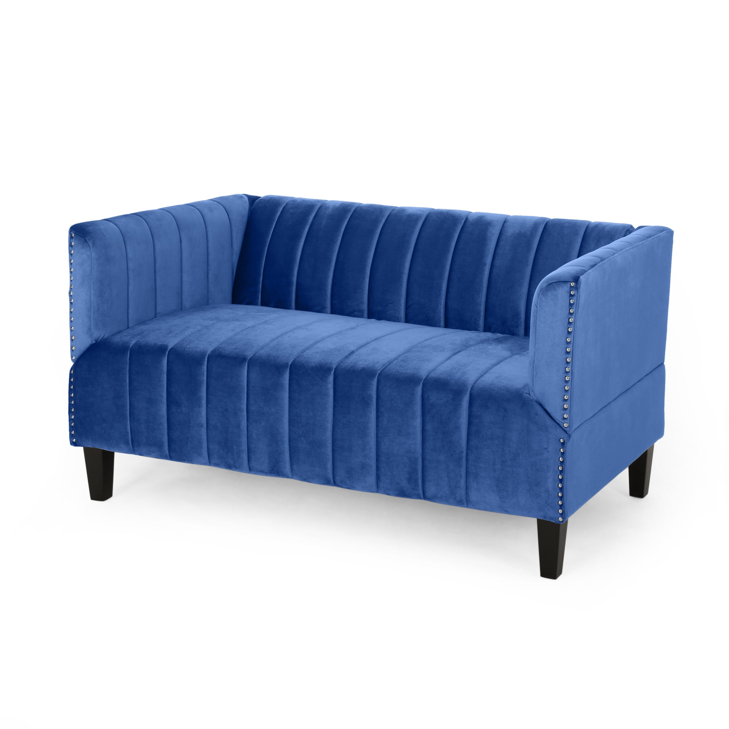 Masie Contemporary Channel Stitch Velvet Settee