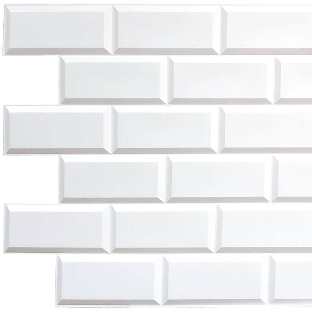 Dundee Deco 3D Falkirk Retro II 38 in. x 19 in. White Faux Bricks PVC Wall Panel (10-Pack) GR-HD-TP10024059_10