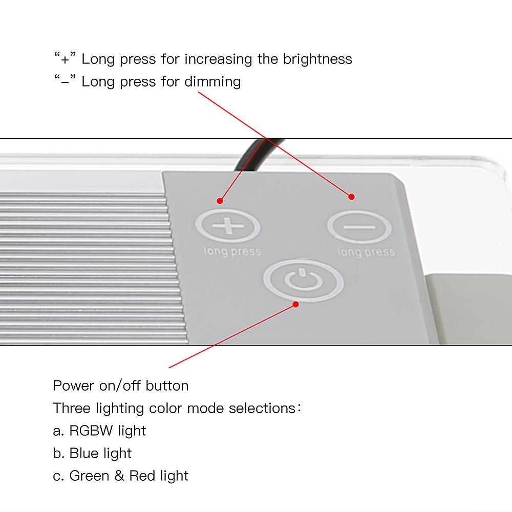 Tomshine Rgbw Led Touch Control Aquarium Light Smd2835 Ultra Thin Total Power 5w For Tank No.175574