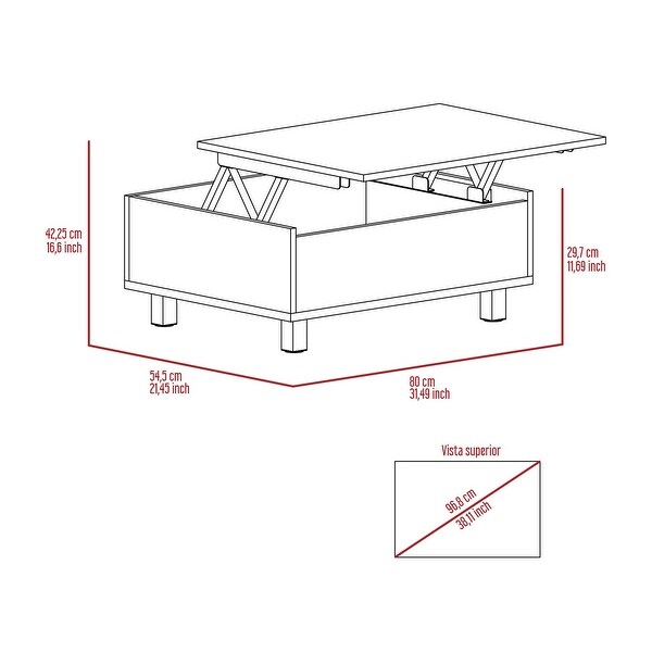 Lift Top Coffee Table with Four Legs