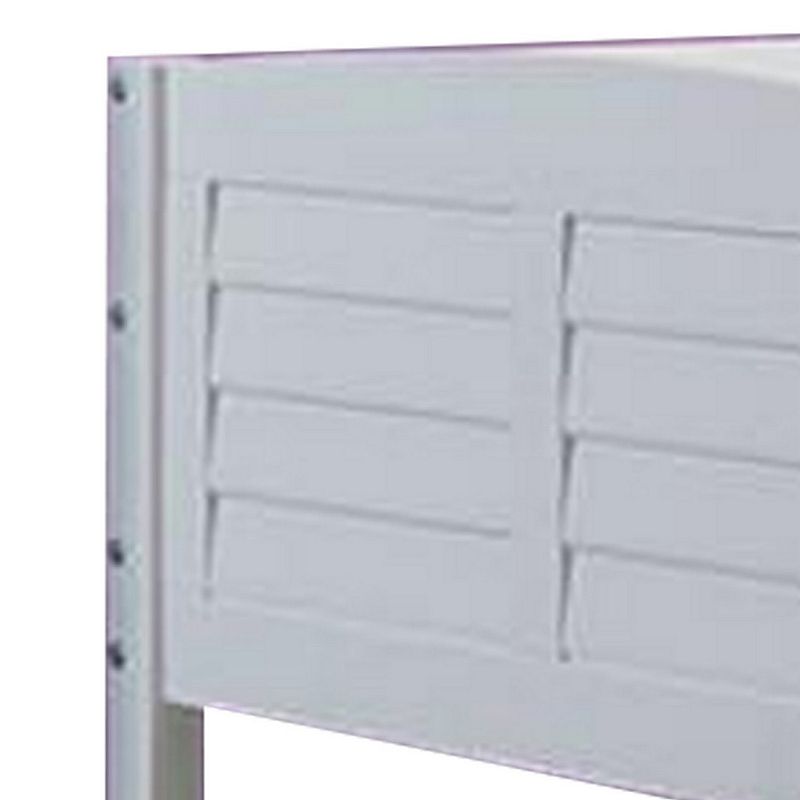 Wooden Twin Size Loft Bed with Shutter Design Headboard， White