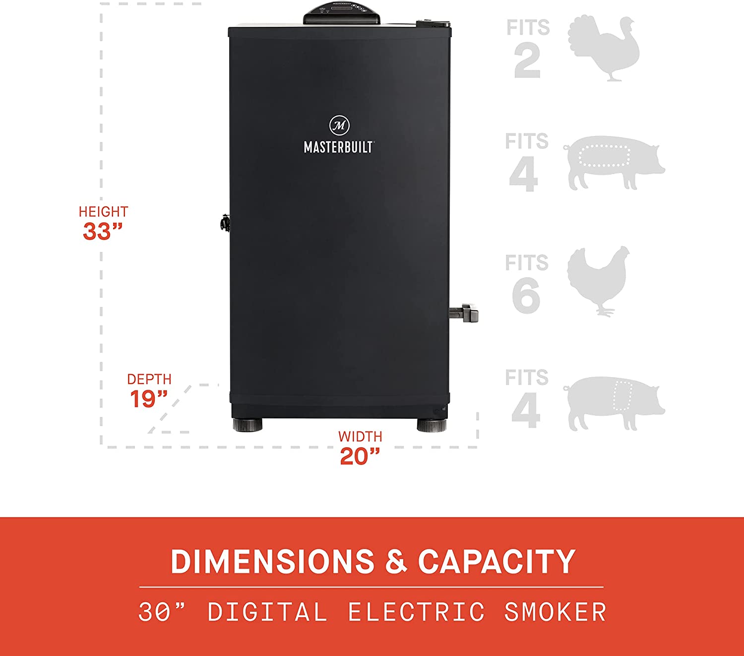 Masterbuilt MB20071117 Digital Electric Smoker， 30， Black