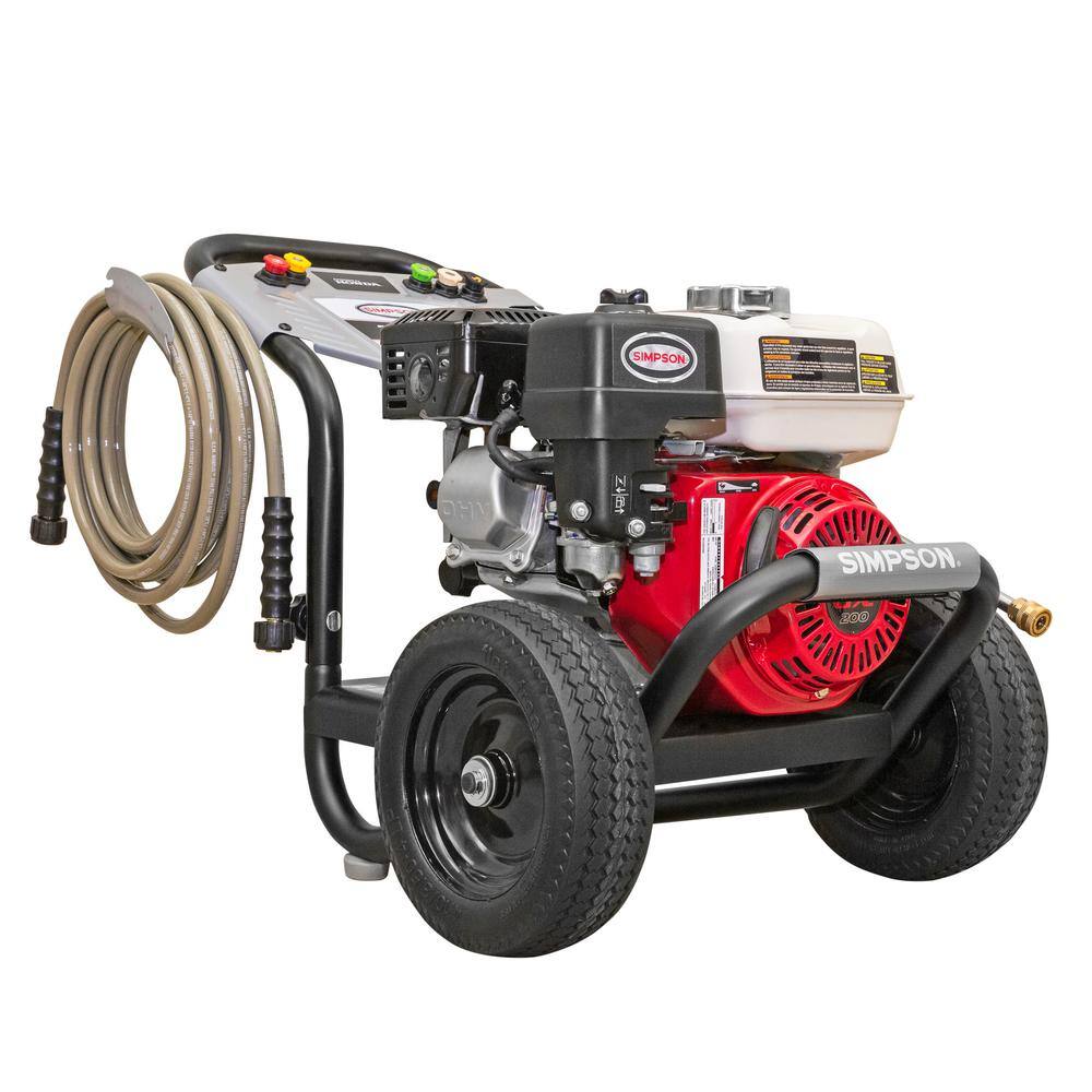 SIMPSON PowerShot 3500 PSI at 2.5 GPM HONDA GX200 with AAA Axial Cam Pump Cold Water Professional Gas Pressure Washer PS61002