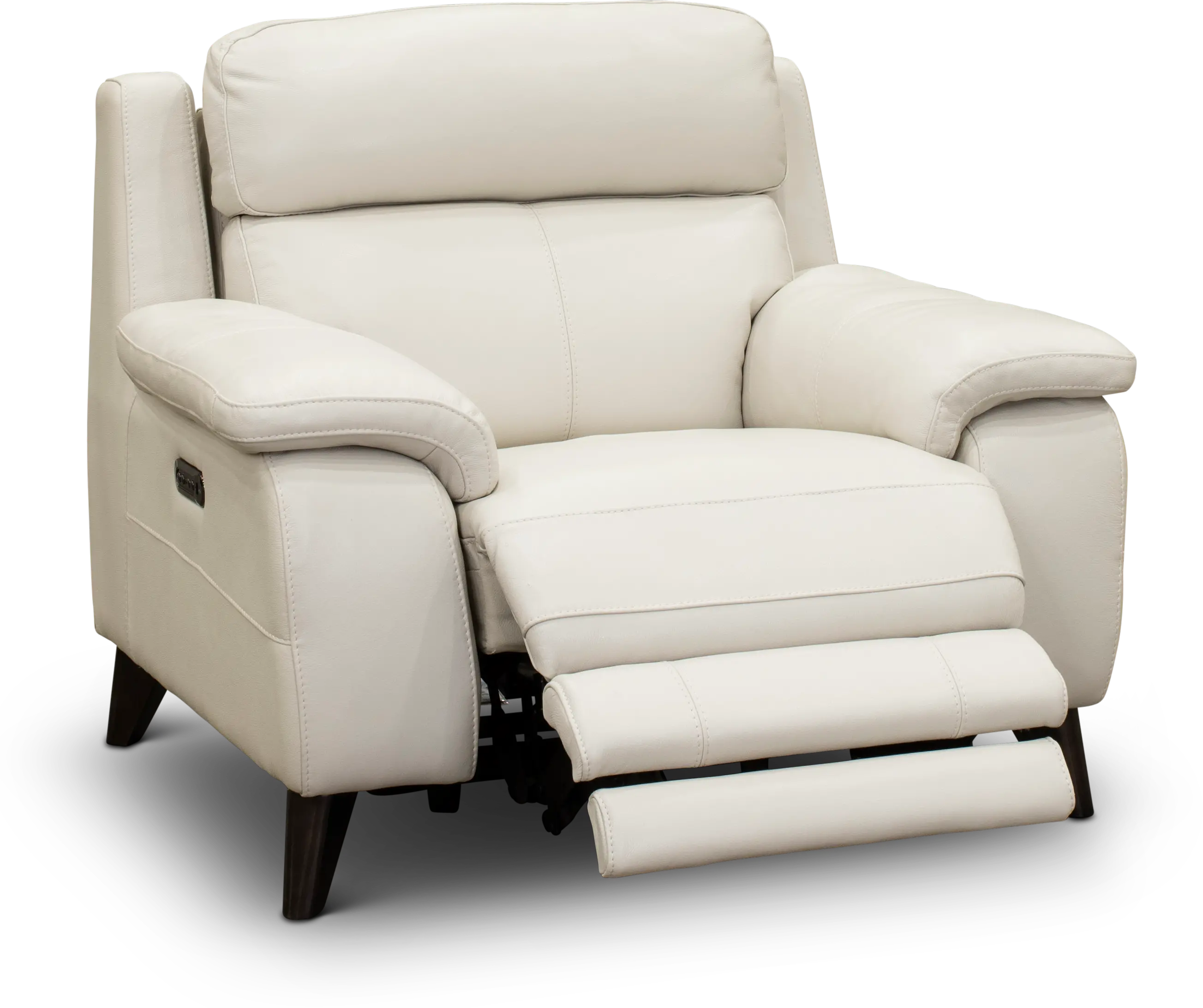 Venice White Leather-Match Power Recliner