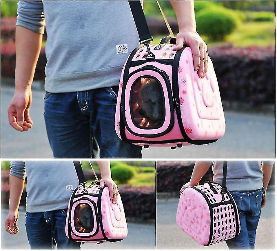 Breathable Folding Outdoor Pet Bag For Dog Cat Comfort Travel Medium Size Pet Carrier (pink)