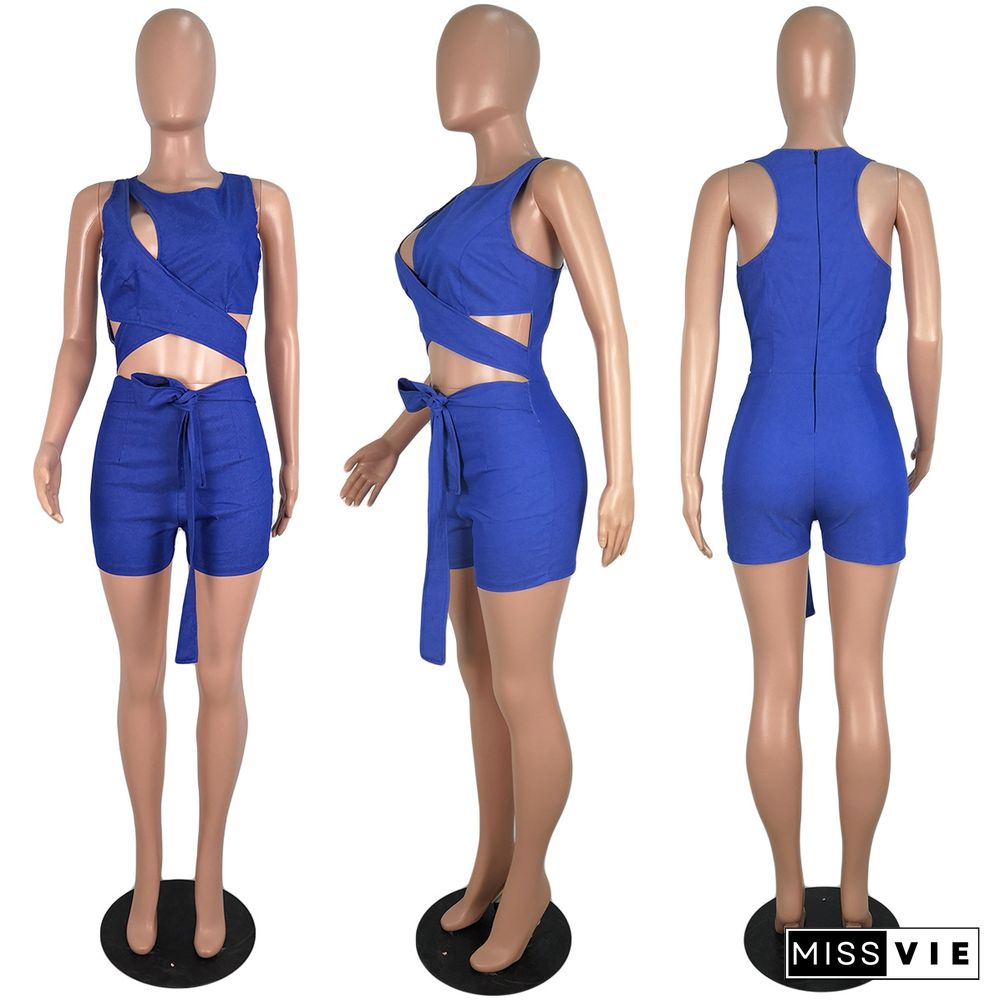 Hollow Out Sexy Sleeveless Skinny Rompers