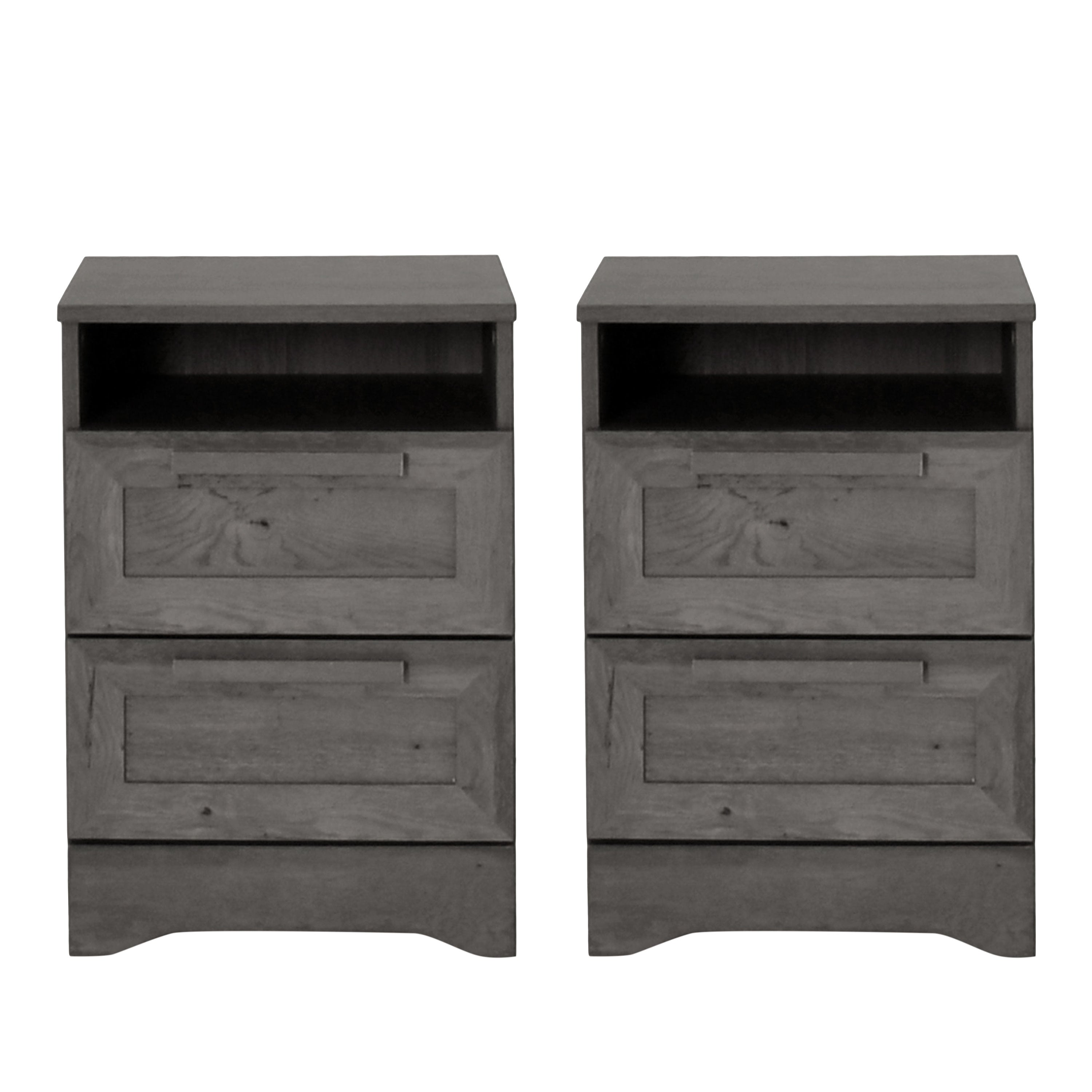 Broxon Rustic 2 Drawer Nightstands, Set of 2