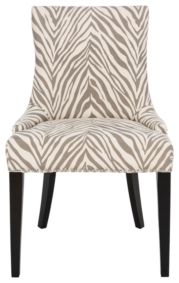 Carrie 19  x27 x27H Grey / White Zebra Dining Chair   Silver Nail Heads (Set of 2) Gre   Transitional   Dining Chairs   by Peachtree Fine Furniture  Houzz