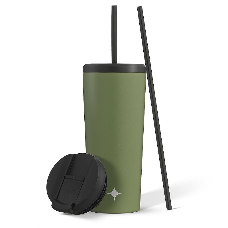 JoyJolt Vacuum Insulated Tumbler with Flip Lid and Straw