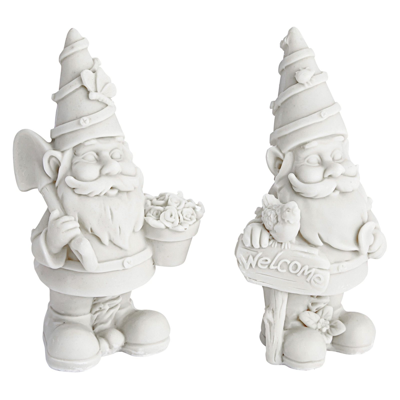 2-Pack Mini Paint Your Own Garden Gnome Statues, Blank Ceramics to Paint, Unpainted DIY Arts and Crafts Ceramic Figurines for Kids and Adults, Funny Lawn Decor, 5 in