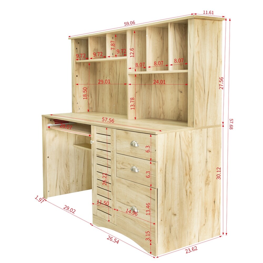 Home Office Wood Computer Desk with Hutch