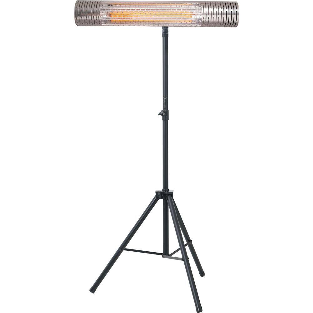 Hanover 30.7 in. 1500-Watt Infrared Electric Patio Heater with Remote Control and Tripod Stand in SilverBlack HAN1031ICSLV-TP