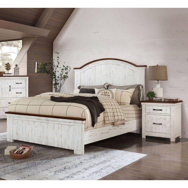 2pc Queen Willow Rustic Bedroom Set Distressed White walnut Homes Inside Out