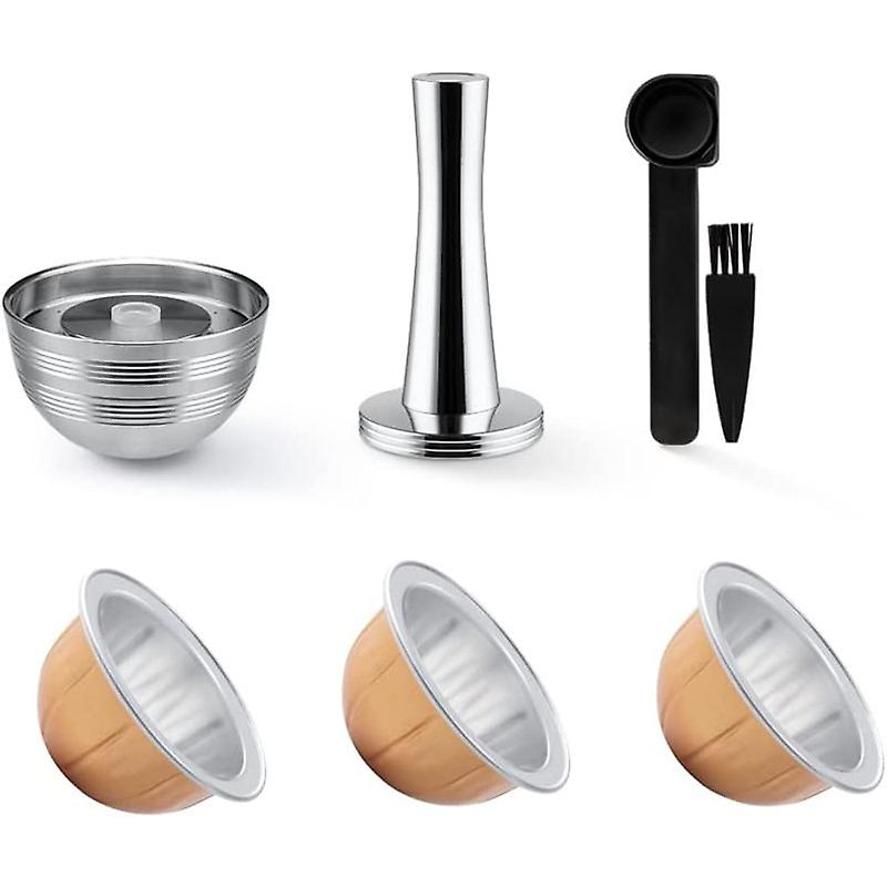 Stainless Steel Only For Vertuoline Next+empty Refillable Alumium Vertuoline Pods-80+150+230ml ，coffee Capsule Tamper For Nespresso Vertuo Next Reusab