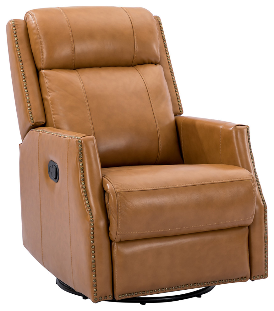 Genuine Leather Manual Swivel Recliner   Transitional   Recliner Chairs   by Karat Home  Houzz