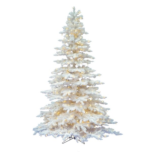 Vickerman 7.5' Flocked White Spruce Artificial Christmas Tree，Pure White Single Mold LED Lights