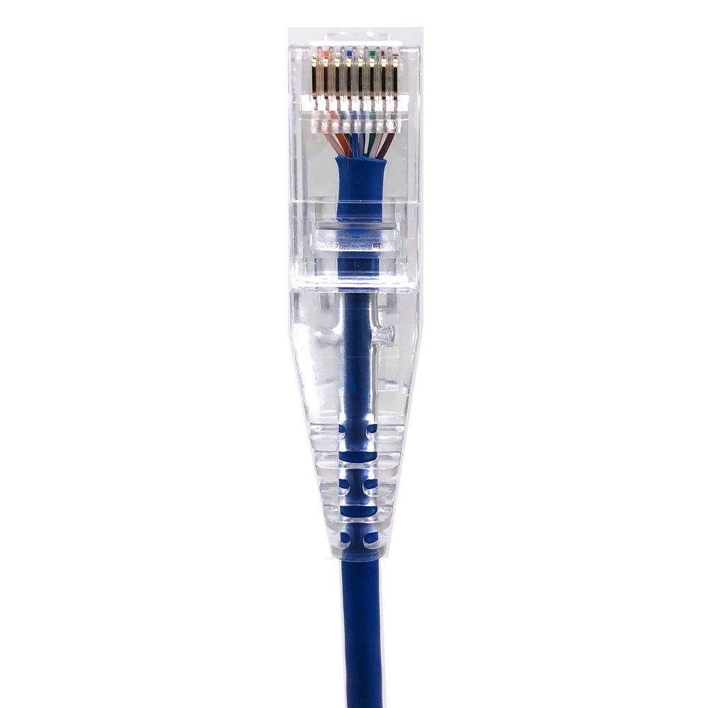 Micro Connectors Inc 100 ft. 28 AWG Ultra Slim CAT6 RJ45 Unshielded Twisted Pair Patch Cable Blue E08-100BL-SLIM